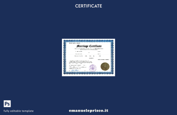 Certificato di matrimonio USA in stile verificato Modello Word e PDF